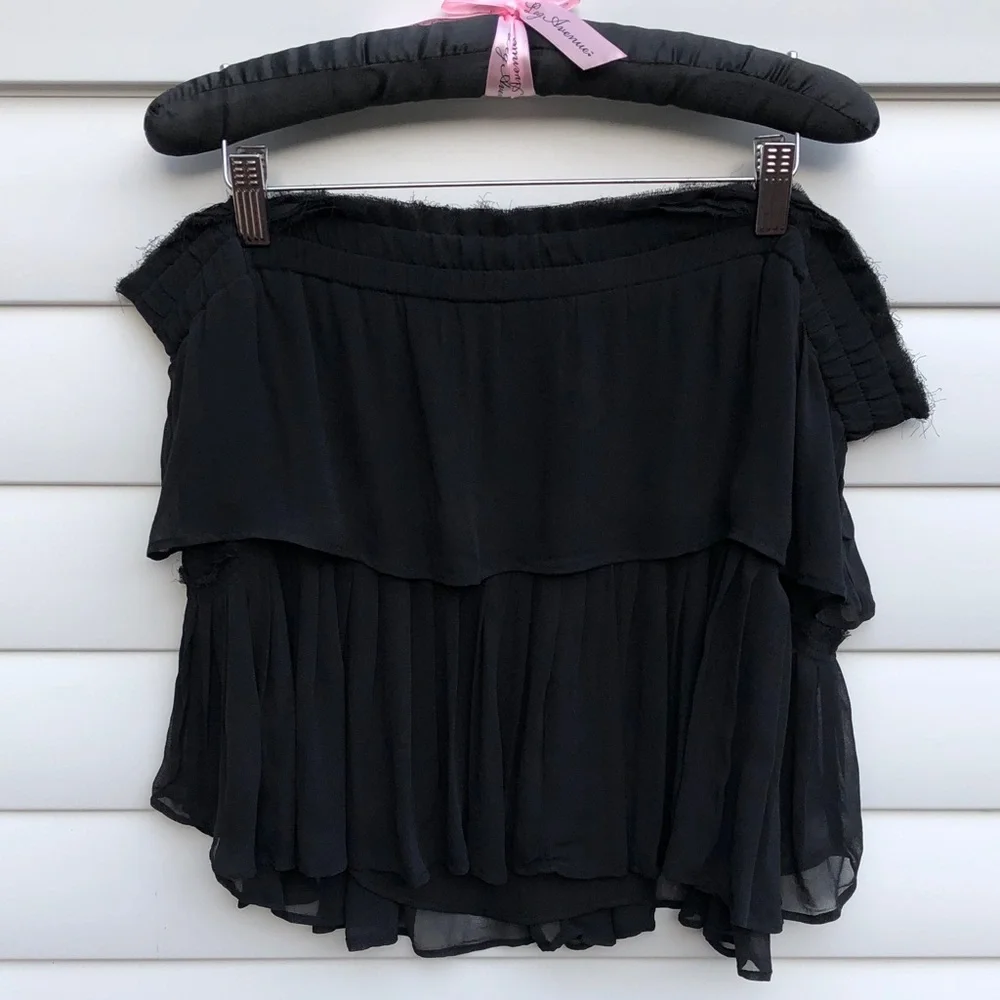 NWT LoveShackFancy Chic Black High-Low Skirt